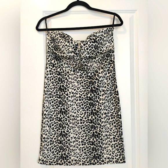 Black and white leopard print strapless dress - Picture 3 of 4
